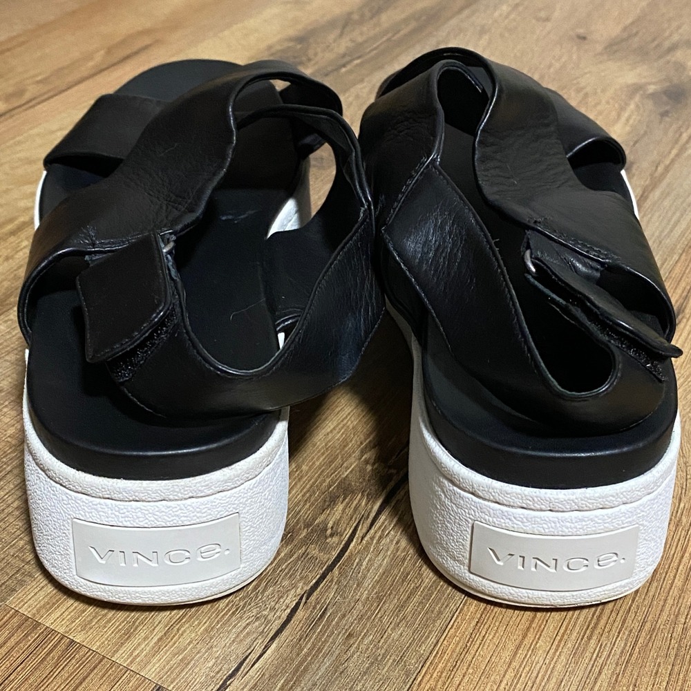 Vince Black Leather Crisscross Platform Slingback Sandals Womens 9M EUR 39 - Picture 7 of 8
